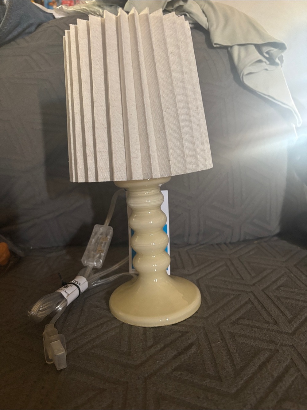 Room Essentials Cream Ceramic Table Lamp with Pleated White Shade